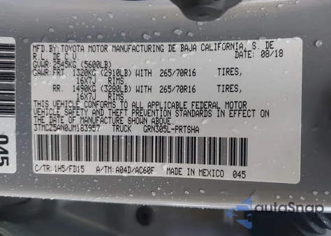 2018 Toyota Tacoma Trd Off Road z USA, uszkodzony, nr VIN 3TMCZ5AN0JM183957